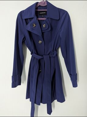 London Fog Deep Blue Belted Trench Coat